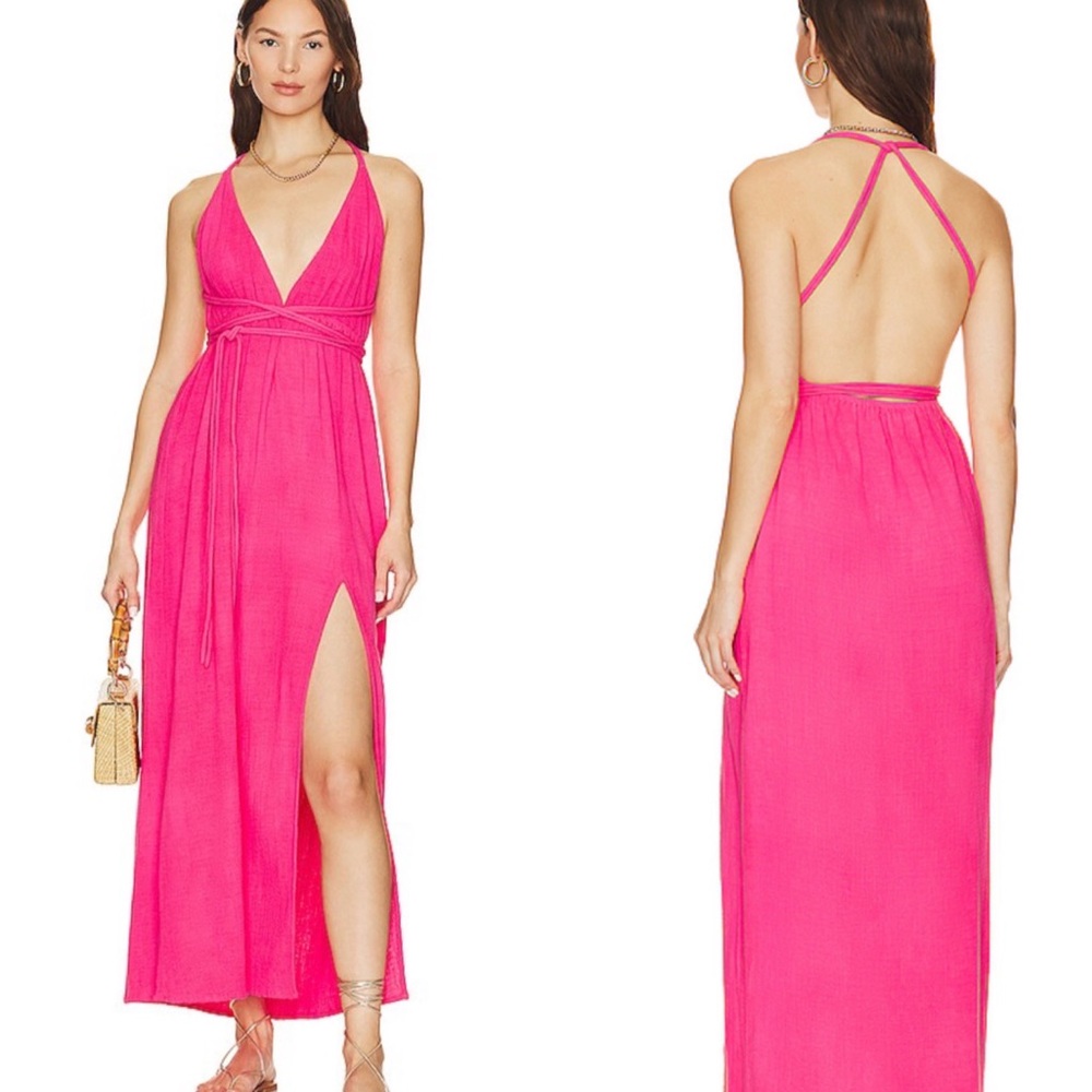 Sundress Sybille Dress in Cotton Gauze Fuchsia